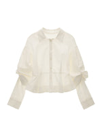 Cotton Linen Ruffle Hem Shirt