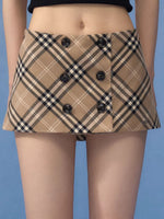 Brown Plaid Mini Skirt