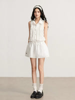 White Lace Tie Shirt Dress