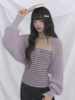 Striped Bandeau Cardigan Set