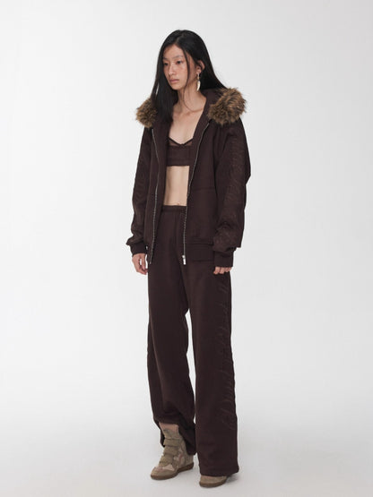 Script Embroidery Hoodie Sweat Set