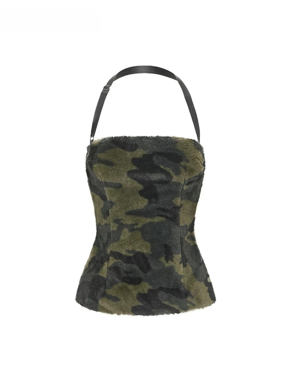 Camo Plush Halter Top