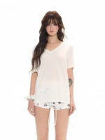 Tencel Relaxed V-neck T-shirt