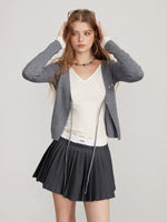 Layered V Neck Tie Knit Top