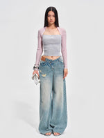 Aman Knit Colorblock Layered Sweater