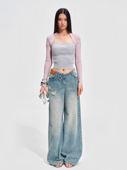 Aman Knit Colorblock Layered Sweater