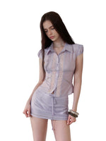 Acetate Sheer Shirt & Skirt Set
