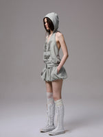 Hooded Backless Vest & Hoodie Set