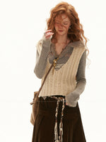 Textured Boucle U-Neck Knit Vest