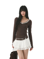 Lace Trim Polka Top
