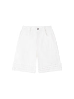 White Lace Trim Casual Shorts