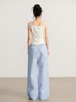 Plaid Folded Wide-Leg Pants
