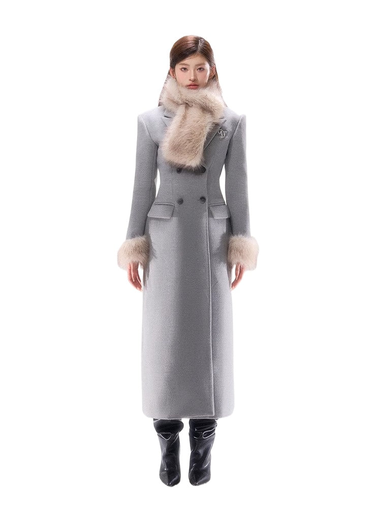 Wool-Blend Hourglass Double-Breasted Coat