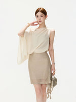 Off-Shoulder Cape Dress