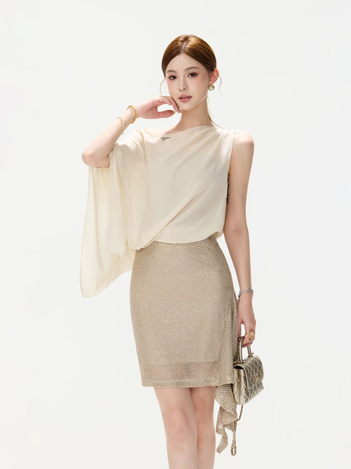 Off-Shoulder Cape Dress