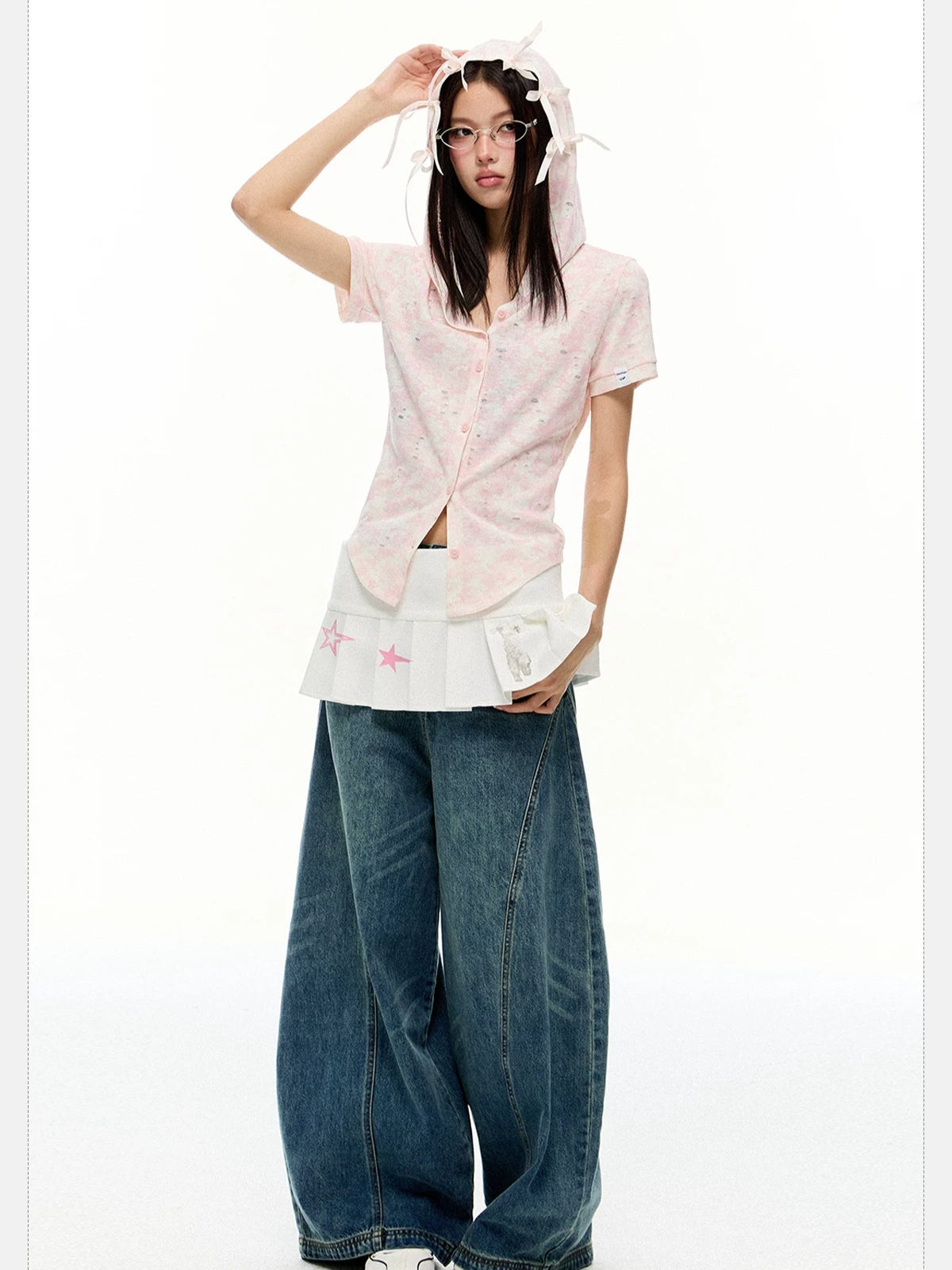 Hooded Vintage Short Sleeve Top