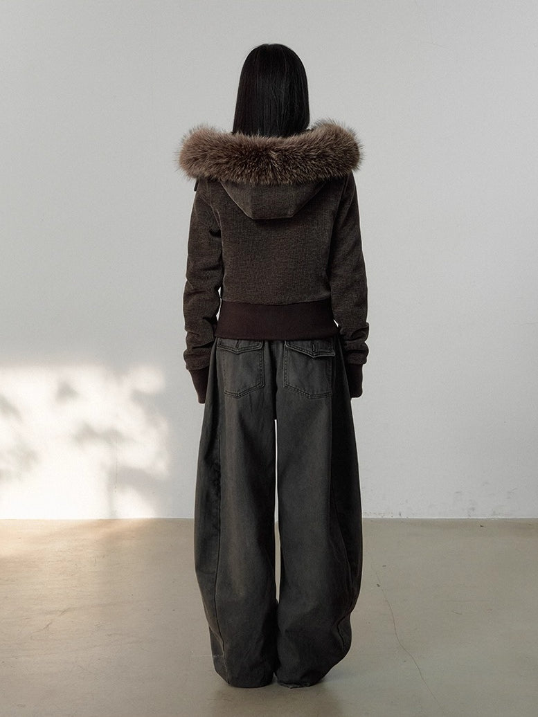 Chenille Fur Hooded Jacket