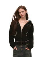 Heart Totem Knit Hooded Cropped Jacket