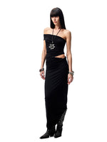 Irregular Multi-Wear Ruched Acetate T-Shirt