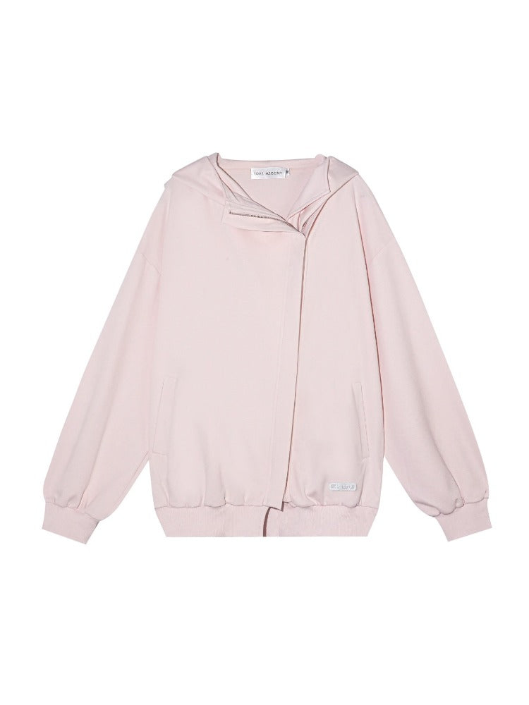 Lapel Zip Hoodie Set