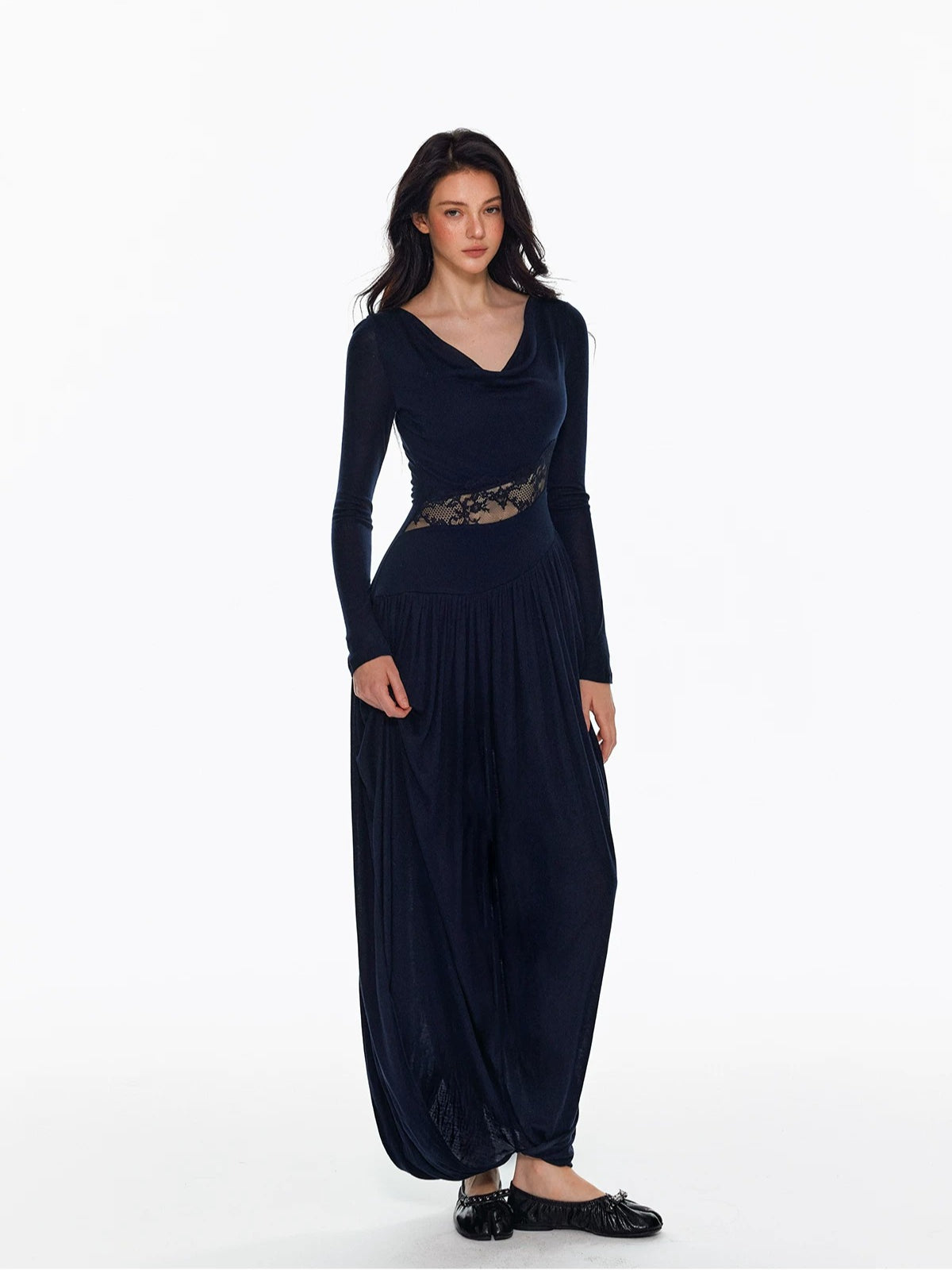 Tencel Wool Lace Waist Knit Dress