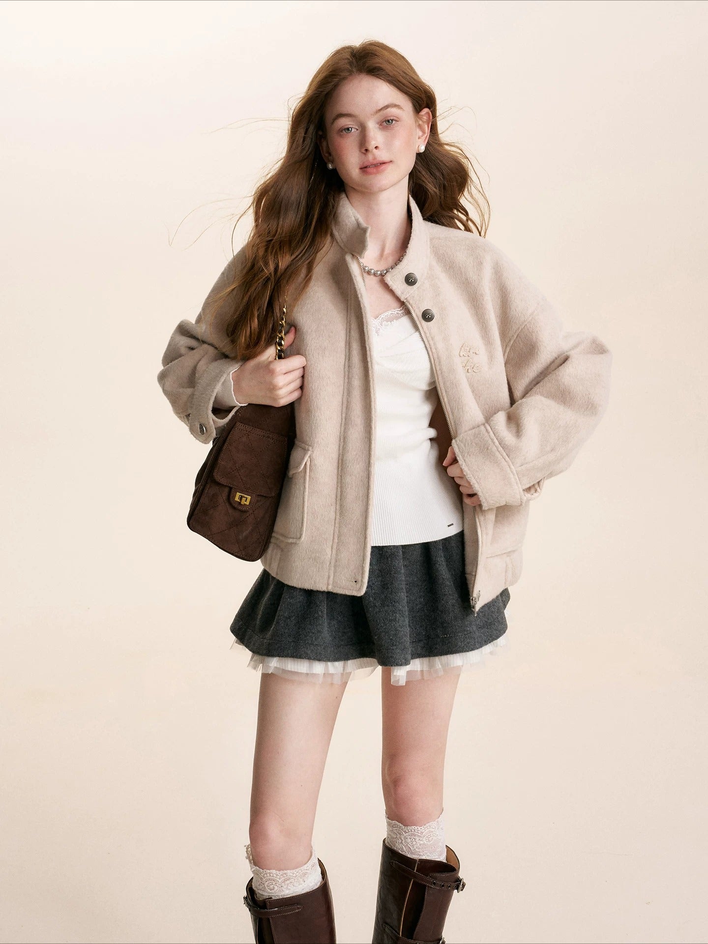 Appliqué Stand-Collar Jacket