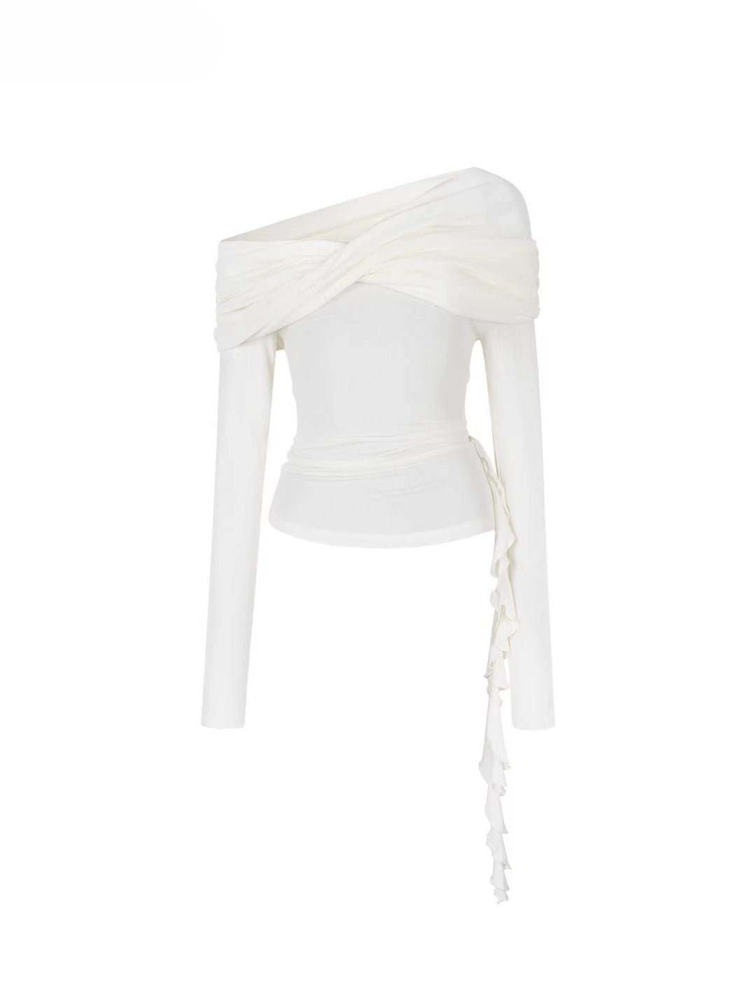 Off-Shoulder Draped Slim Blouse