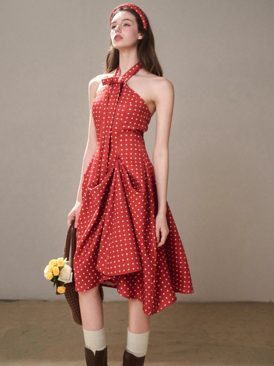 Berry Bordeaux Red Halter Dress