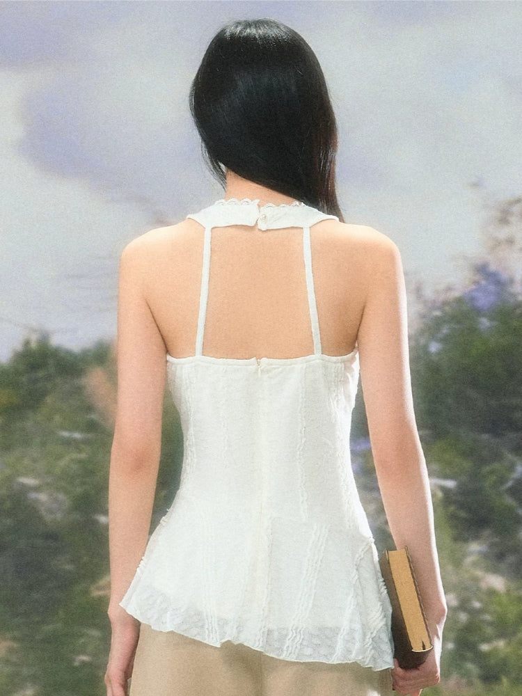 Lace Ruffle V-Neck Tank