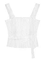 Hollow-out Lace-spliced Tie-up Vest