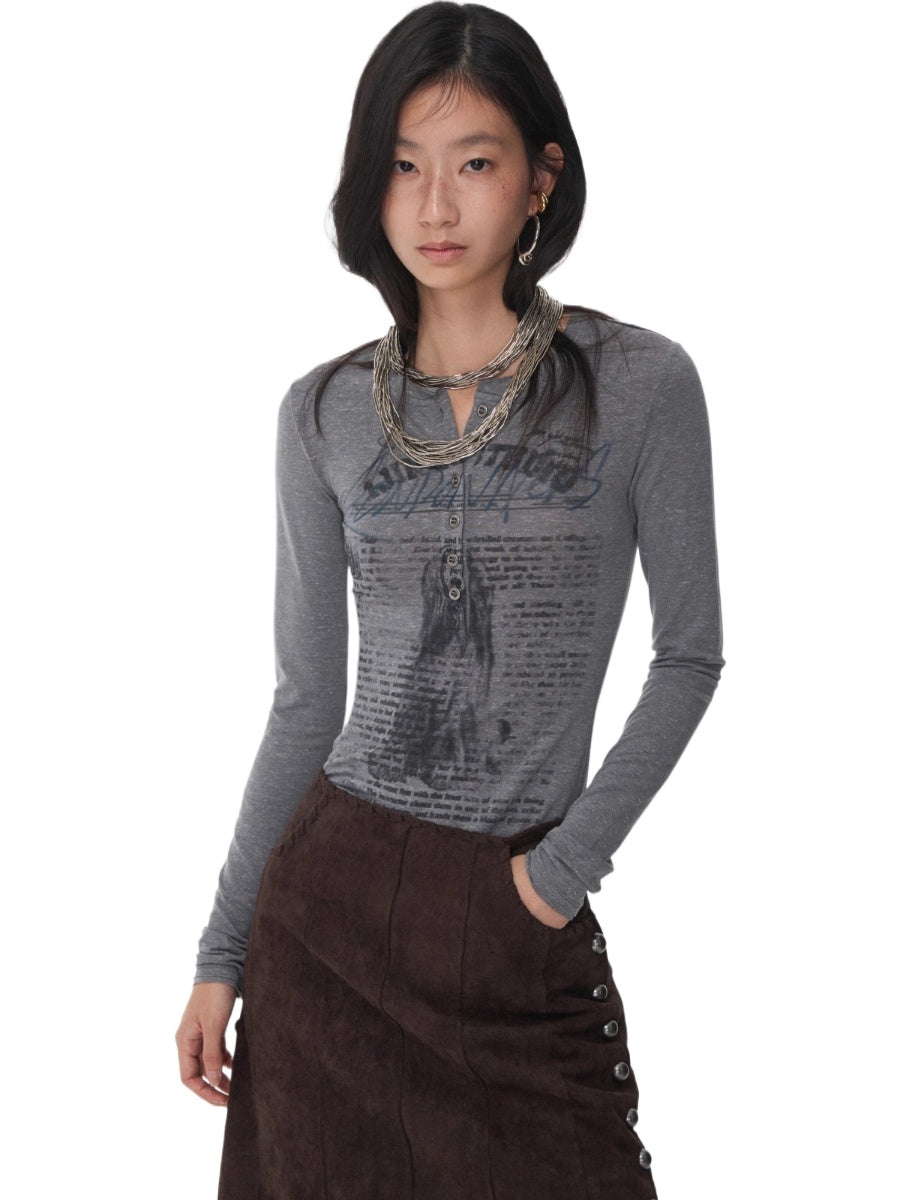 Henry Collar Animal Print Knit Top