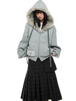 Fur Collar Hooded Sweatshirt