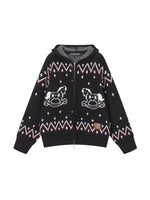 Fair Isle Horse Hooded Cardigan