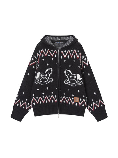 Fair Isle Horse Hooded Cardigan