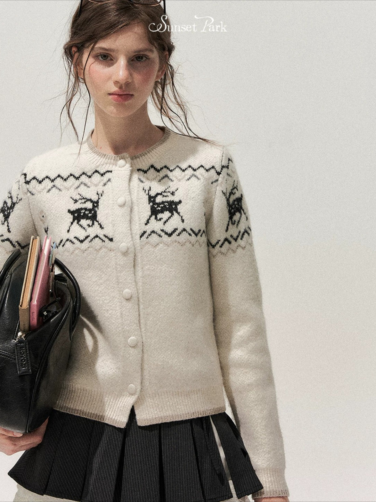 Deer Fair Isle Knit Cardigan