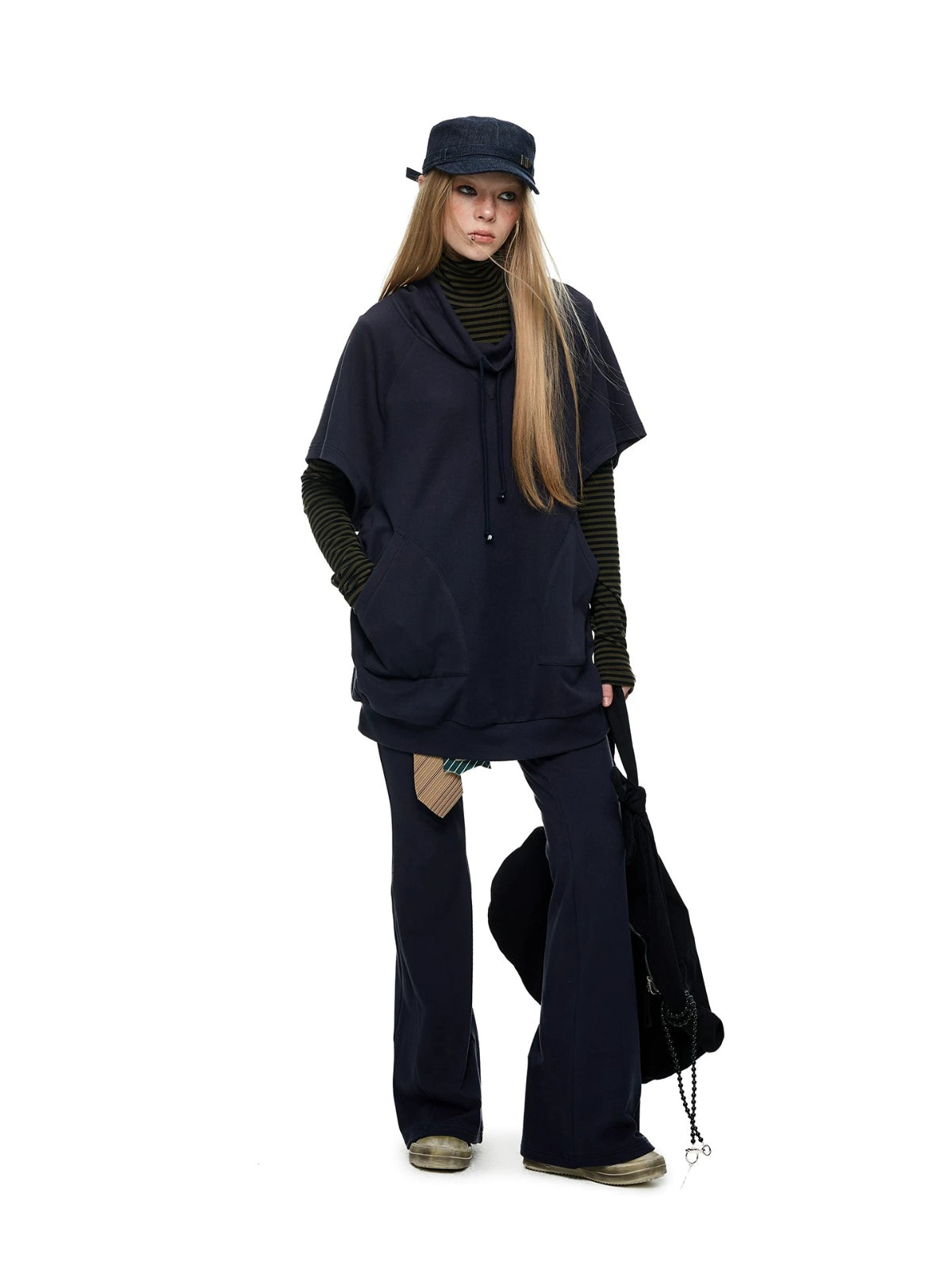 Striped Turtleneck Hoodie Set