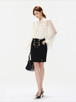 Sequin Lace Ribbon Blouse