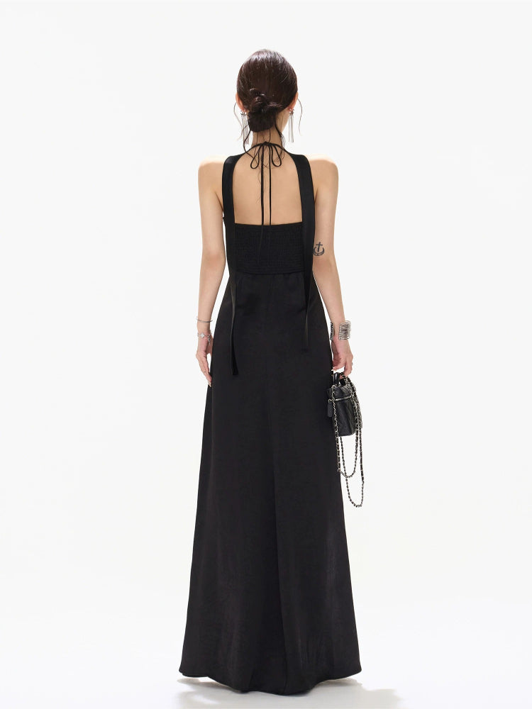 Deep V Satin Maxi Dress