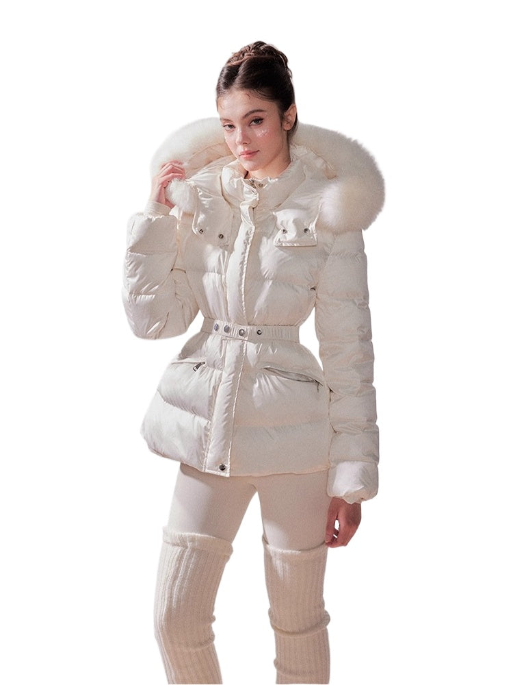 Fox Fur Large Collar Hooded Short Down Jacket