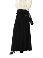 Pleated A-Line Maxi Skirt