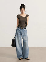 Asymmetric Draped Slim T-Shirt