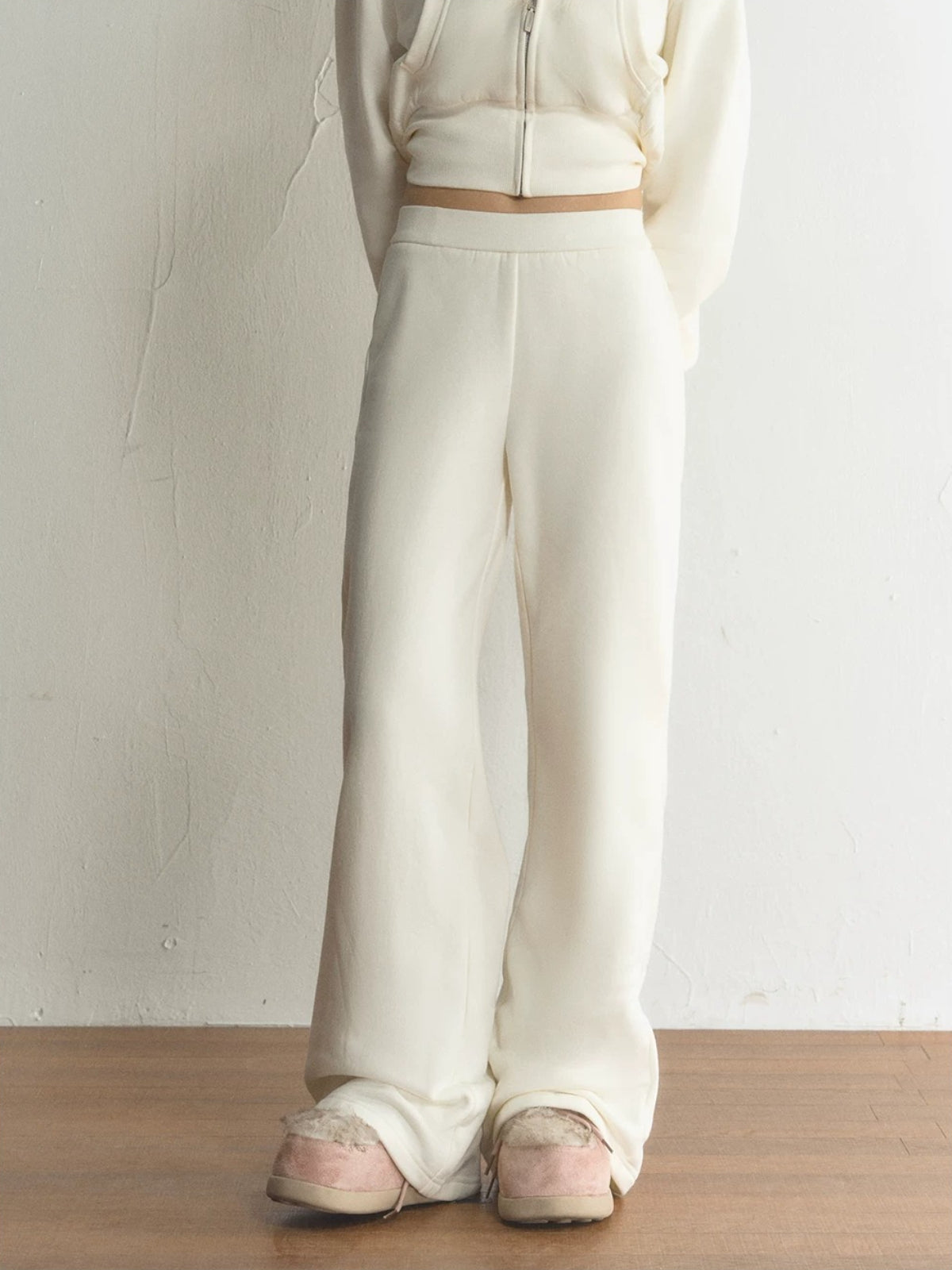 High Waist Fleece-Lined Straight-Leg Pants