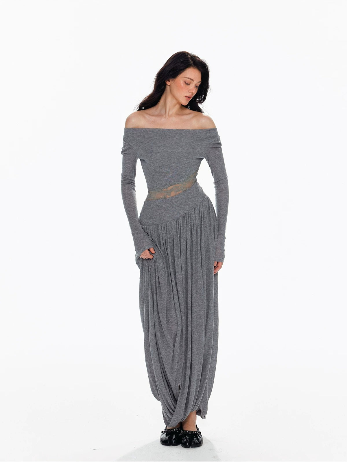 Tencel Wool Lace Waist Knit Dress