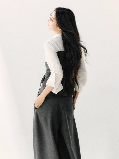 Gray Layered Tie Shirt