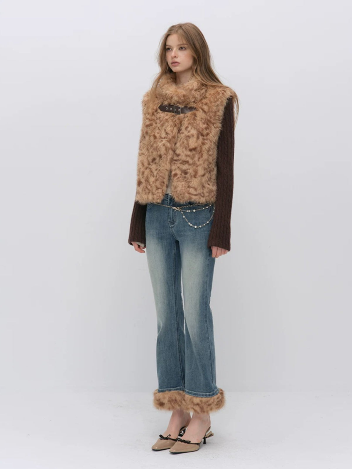 Vintage Washed Cotton Flare Jeans