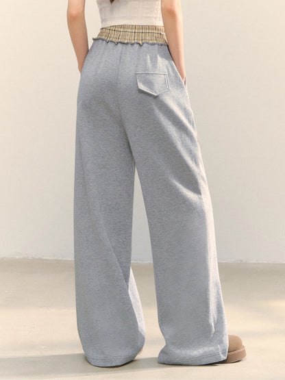 Gray Embroidered Zipper Hoodie&amp; Checkered Pants Set