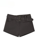 Chic Waist Belt Irregular Detail Shorts