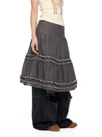 Ruffle Layered Midi Skirt