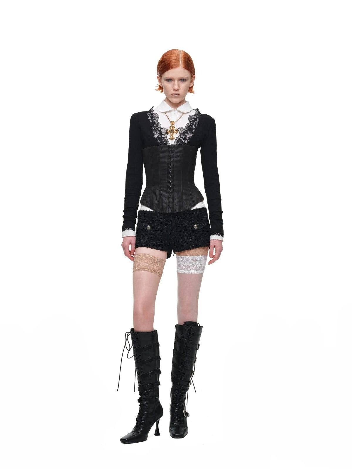 Scallop Collar Crop Shirt