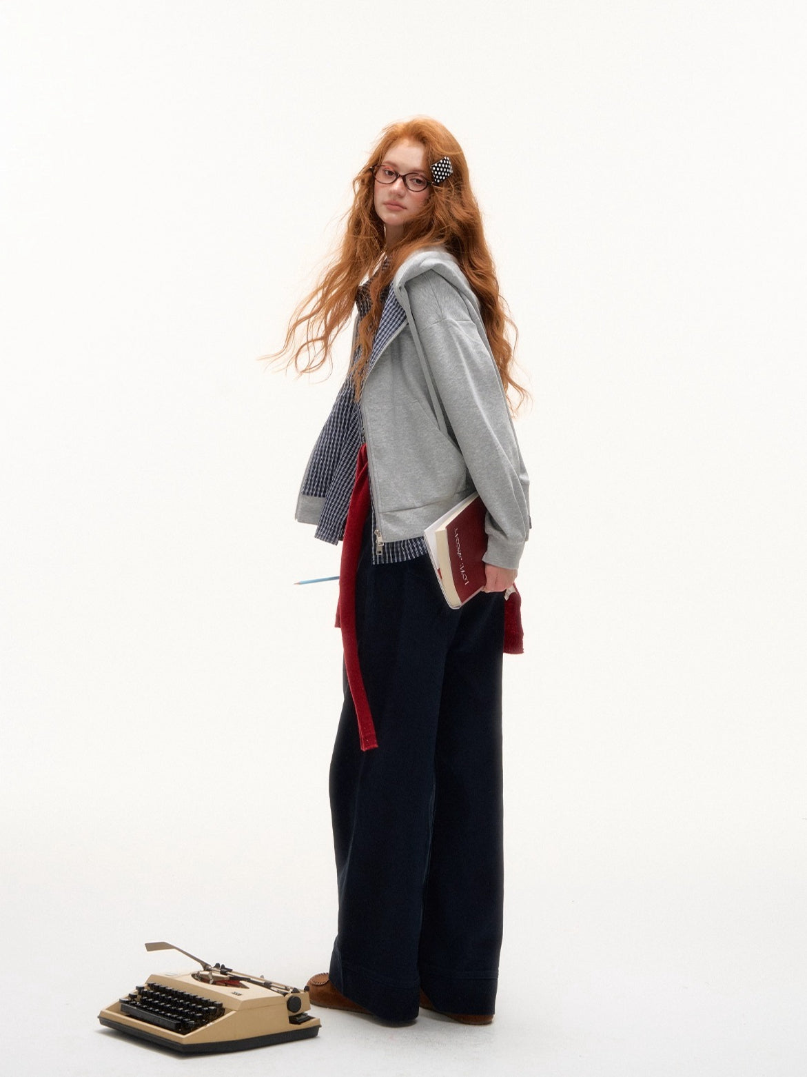 Gray &amp; Blue 2-in-1 Plaid Hoodie Jacket